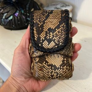 Ooak, Vintage handmade Snakeskin & suede leather cigarette case 5” x 3” x 1”